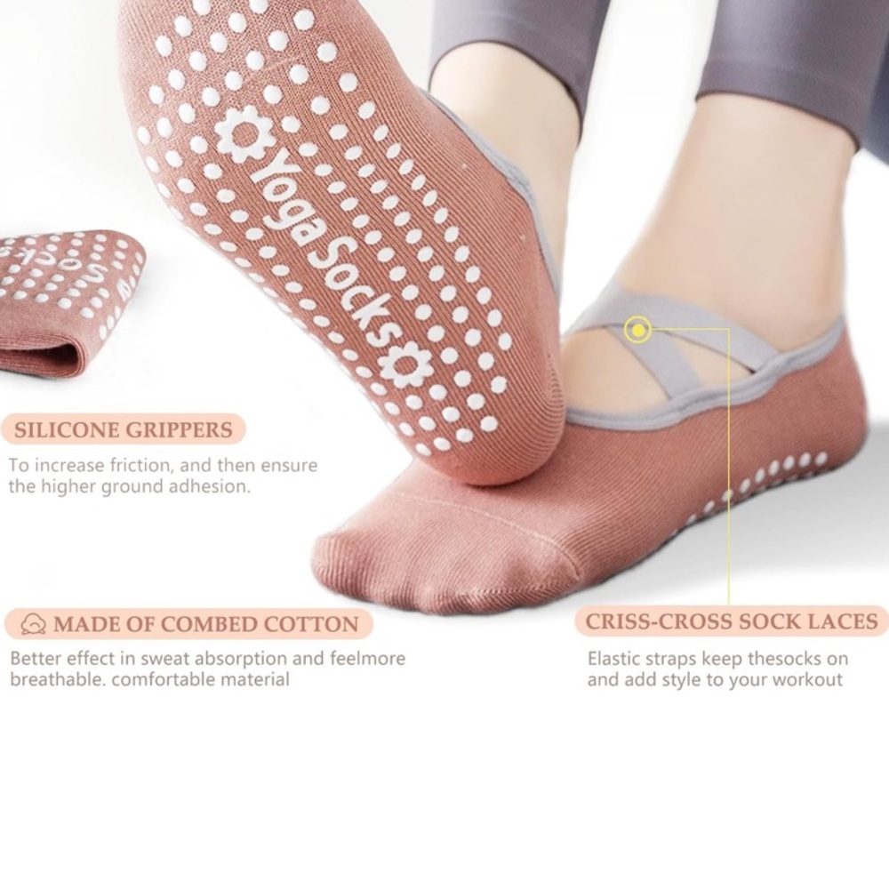 Non-Slip Yoga Socks - Pink, Purple, Black or Blue - Picture 7 of 8